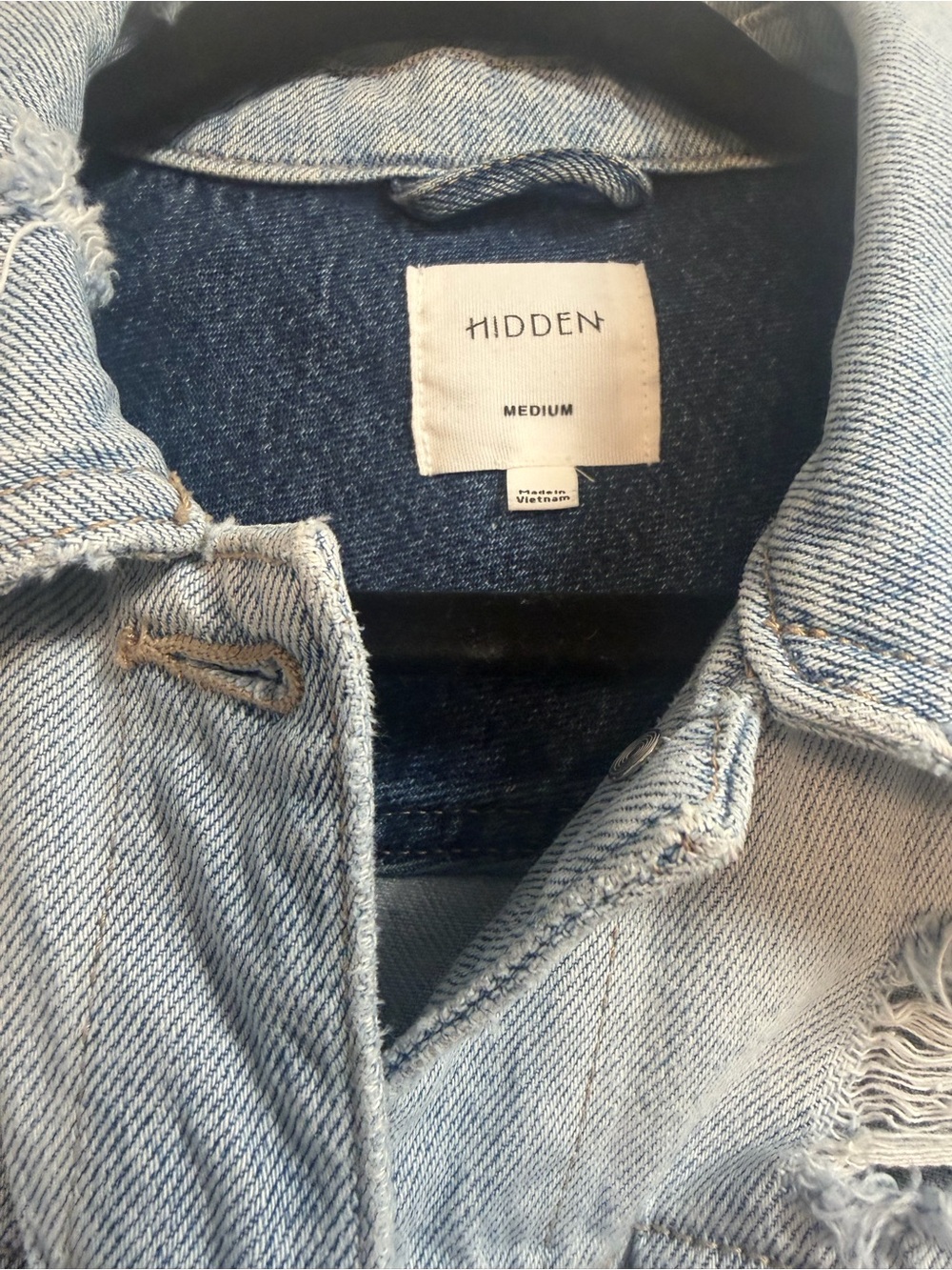 Hidden Denim Colorblock Distressed Two Tone Jacket Medium - Picture 3 of 3